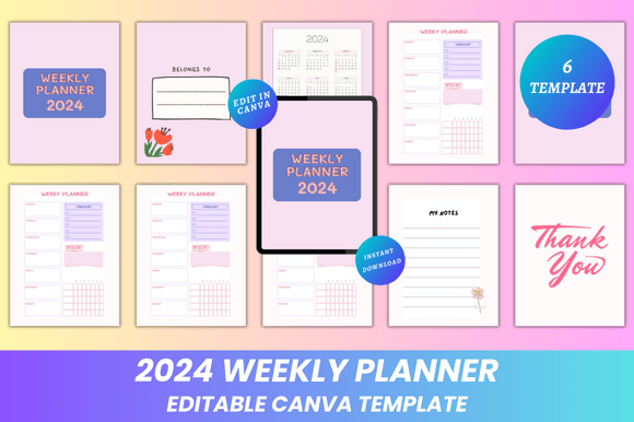 2024 Weekly Planner Canva KDP Interior: Fully Editable, Print-Ready & Creator-Friendly