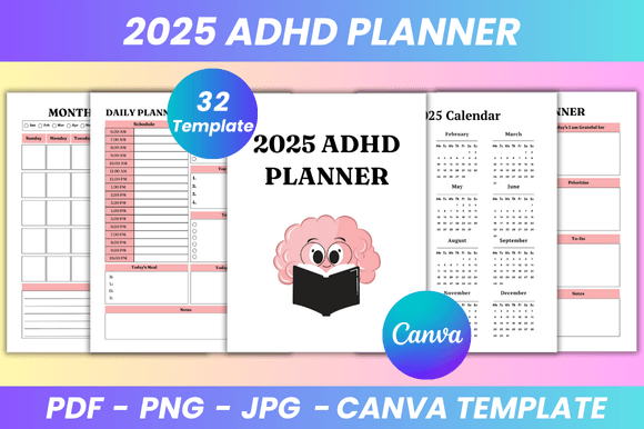 2025 ADHD Planner Canva Kdp Interior