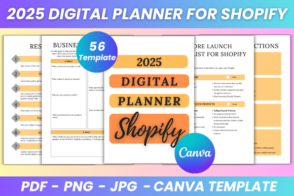 2025 Digital Planner for Shopify Canva KDP Interior