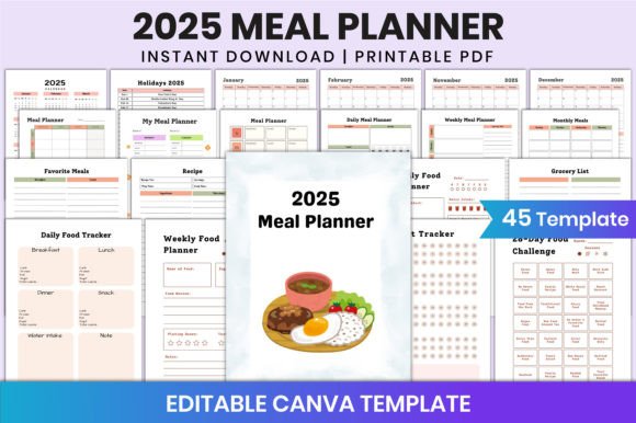 2025 Meal Planner for Canva KDP Interior