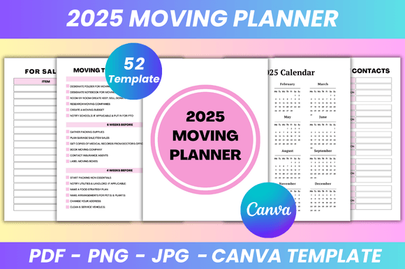 2025 Moving Planner Canva Kdp Interior: Your All-in-One, Fully Customizable Moving Companion
