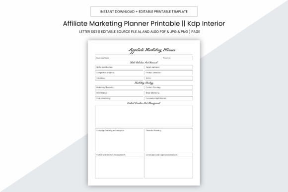 Affiliate Marketing Planner Kdp Interior
