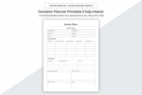 Donation Planner Kdp Interior Printable: A Thoughtful Tool for Organized Giving and Publishing