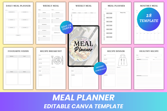 Editable Meal Planner Canva KDP Interior