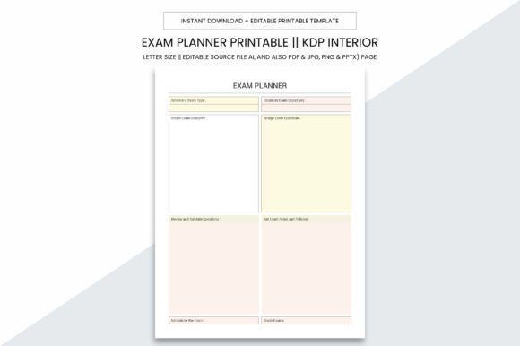 Exam Planner Printable KDP Interior