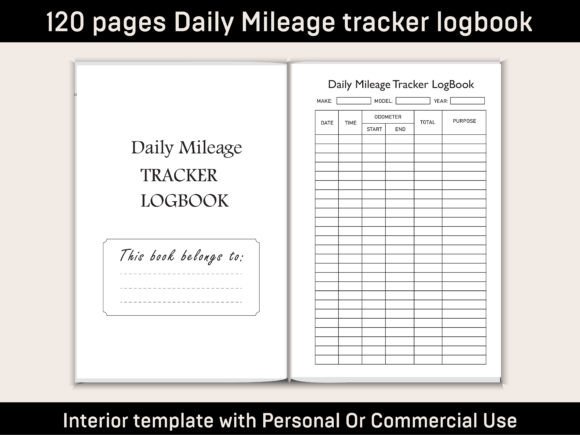 Mileage Tracker Logbook KDP Interior V-6