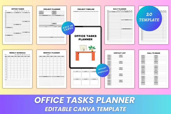 Office Tasks Planner Canva KDP Interior: Your Fully Customizable, Print-Ready Productivity Tool