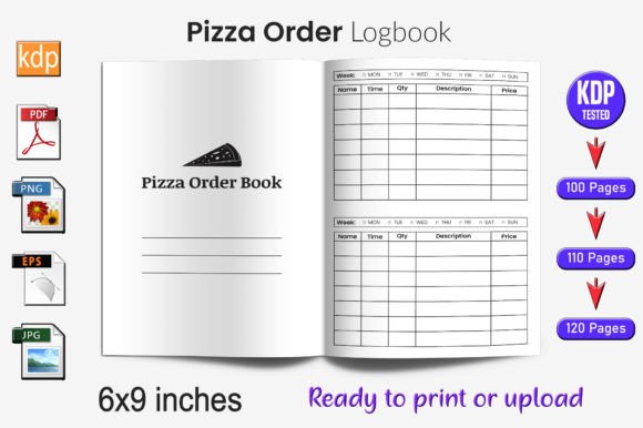 Pizza Order Log Book KDP Interior