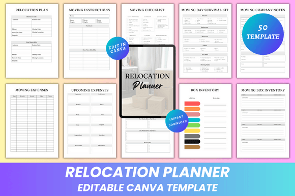 Relocation Planner Canva Kdp Interior: Your Fully Editable, Print-Ready Moving Companion