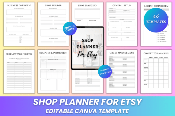 Shop Planner for Etsy Canva KDP Interior