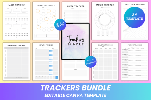Trackers Bundle Canva KDP Interior: A Flexible, Print-Ready Resource for Planners and Self-Management