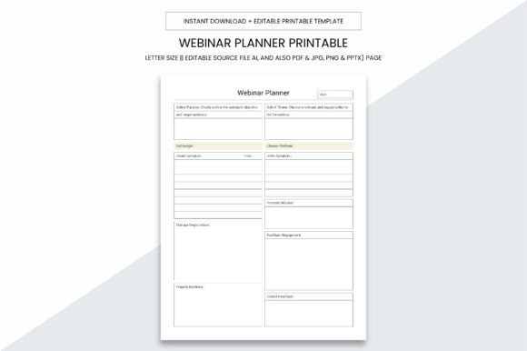 Webinar Planner Printable Kdp Interior